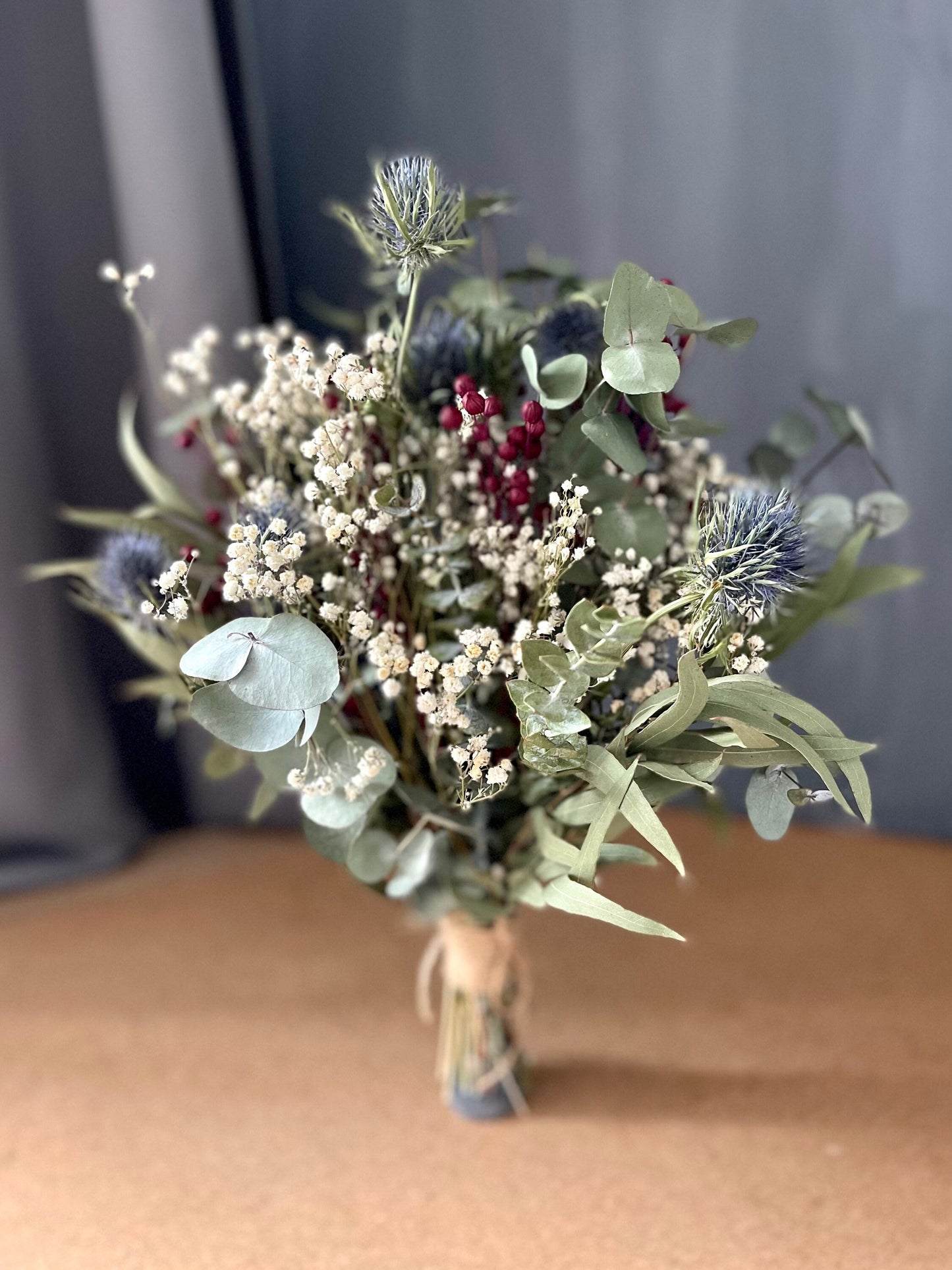 Dried Burgundy and Thistle Bouquet