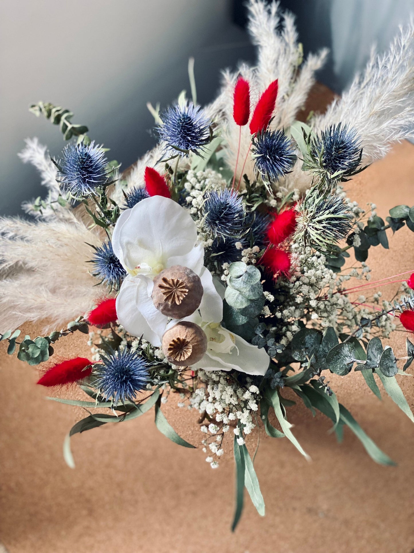 Red and Burgundy Orchid Dried Wedding Flowers