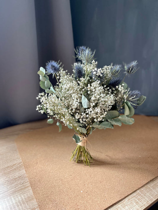 Dried Eucalyptus / Thistle bouquet/Baby's Breath bouquet/Dried Wedding Flowers/Boutonniere/Baby's Breath Bridesmaids Bouquet