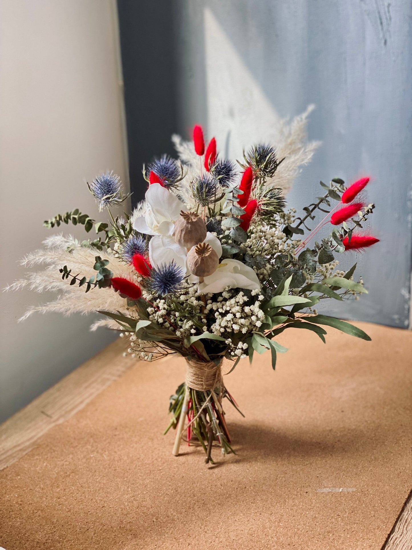 Red and Burgundy Orchid Dried Wedding Flowers