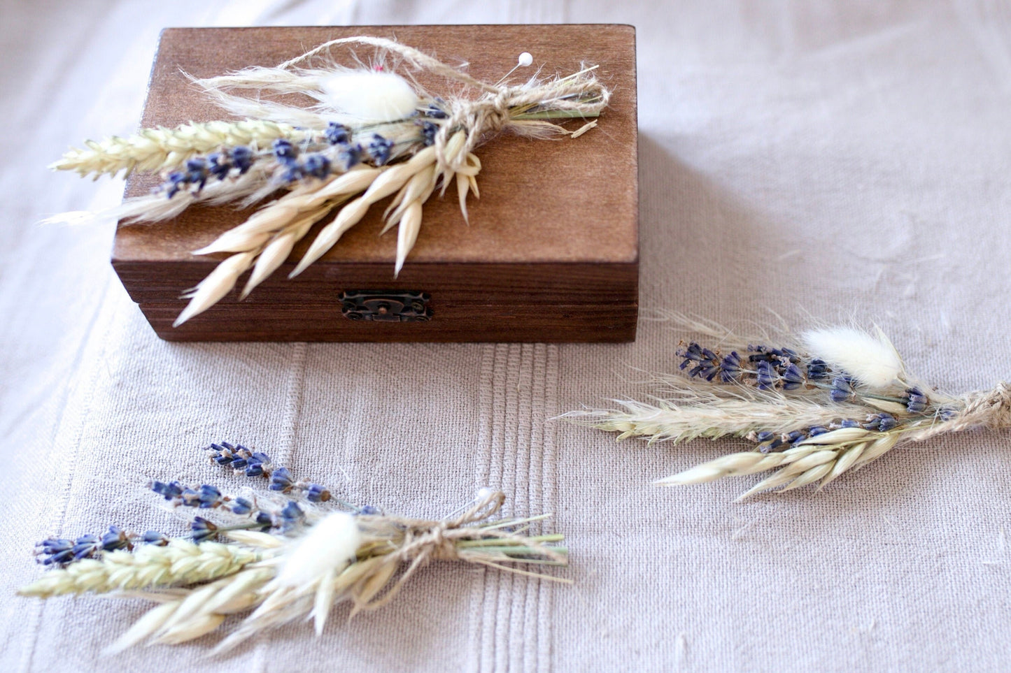 Lavender Boutonniere and Pampas Grass Buttonholes