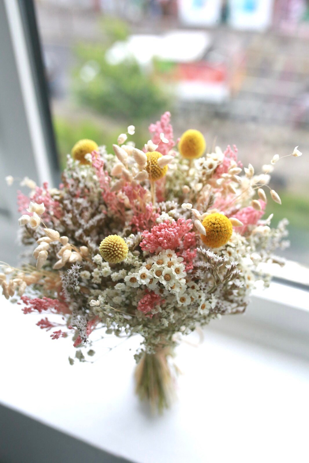 Dusty Pink Medewo Bridal Bouquet and Dried Gypsophila Bouquet