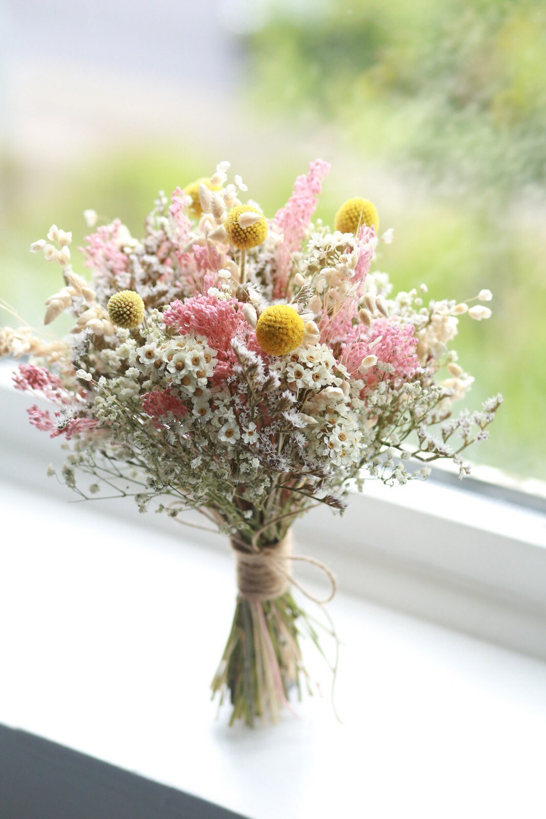 Dusty Pink Medewo Bridal Bouquet and Dried Gypsophila Bouquet