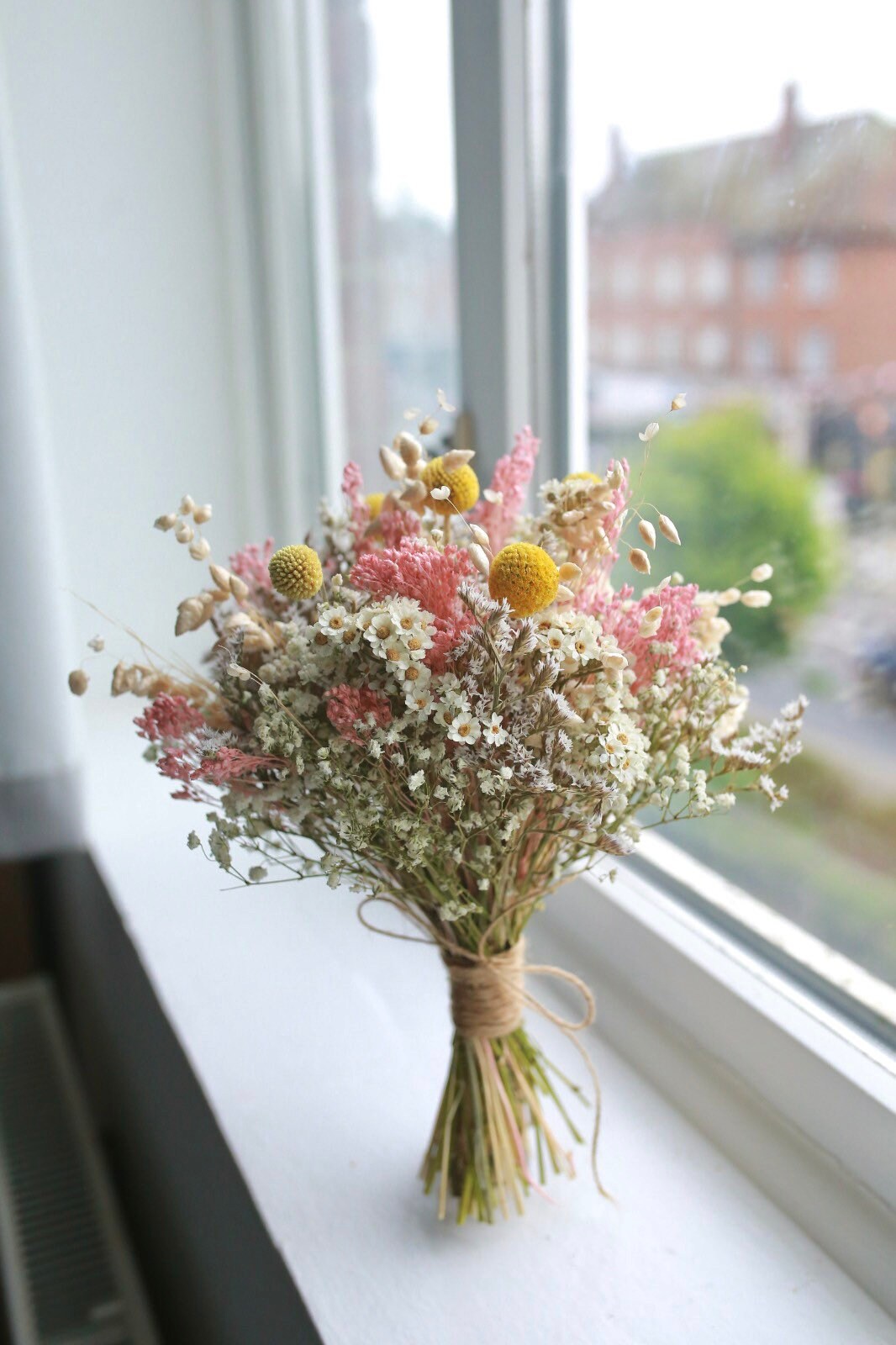 Dusty Pink Medewo Bridal Bouquet and Dried Gypsophila Bouquet