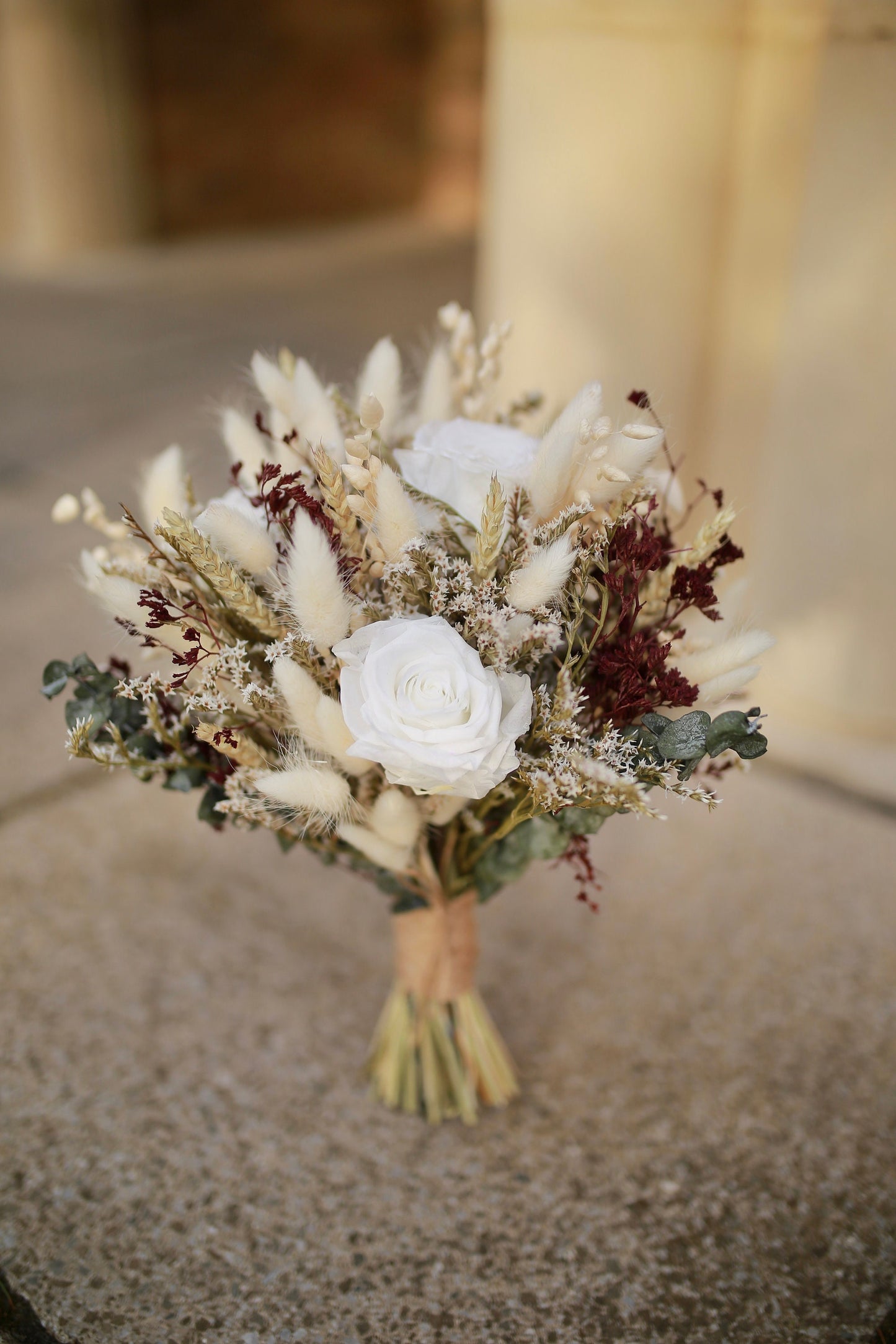 Burgundy Bridal Bouquet ,Autumnal Wedding, Dried Flower Arrangement, Rustic Posy, Boho Bridal Bouquet