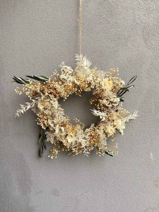 White Christmas Wreath/ Home Decoration/ Door Wreath / Xmas Decoration/ Dried Flowers